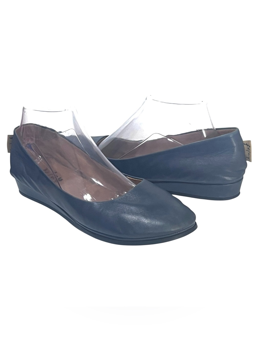 French Sole fs/ny Italian Wedge Heel Sole Blue slip-on Shoes 
sz 9.5